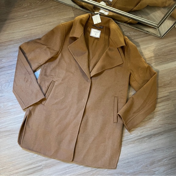 Belle & Bloom Ex-Boyfriend Wool Blend Oversized Jacket Camel Large brown coat - Picture 7 of 11